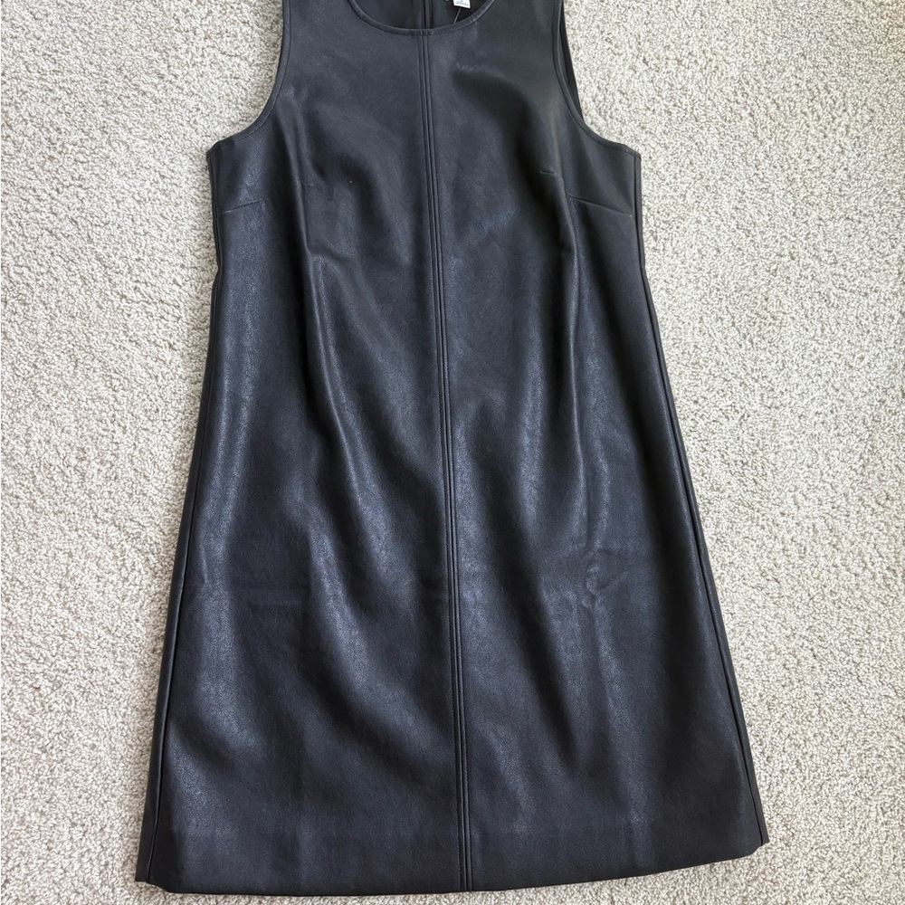 J. Crew Black Sleeveless vegan leather jumper